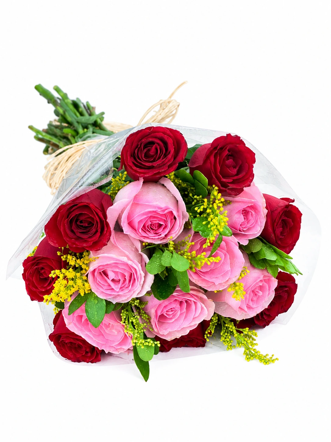 Buquê amor em duas cores com rosas vermelhas e cor-de-rosa