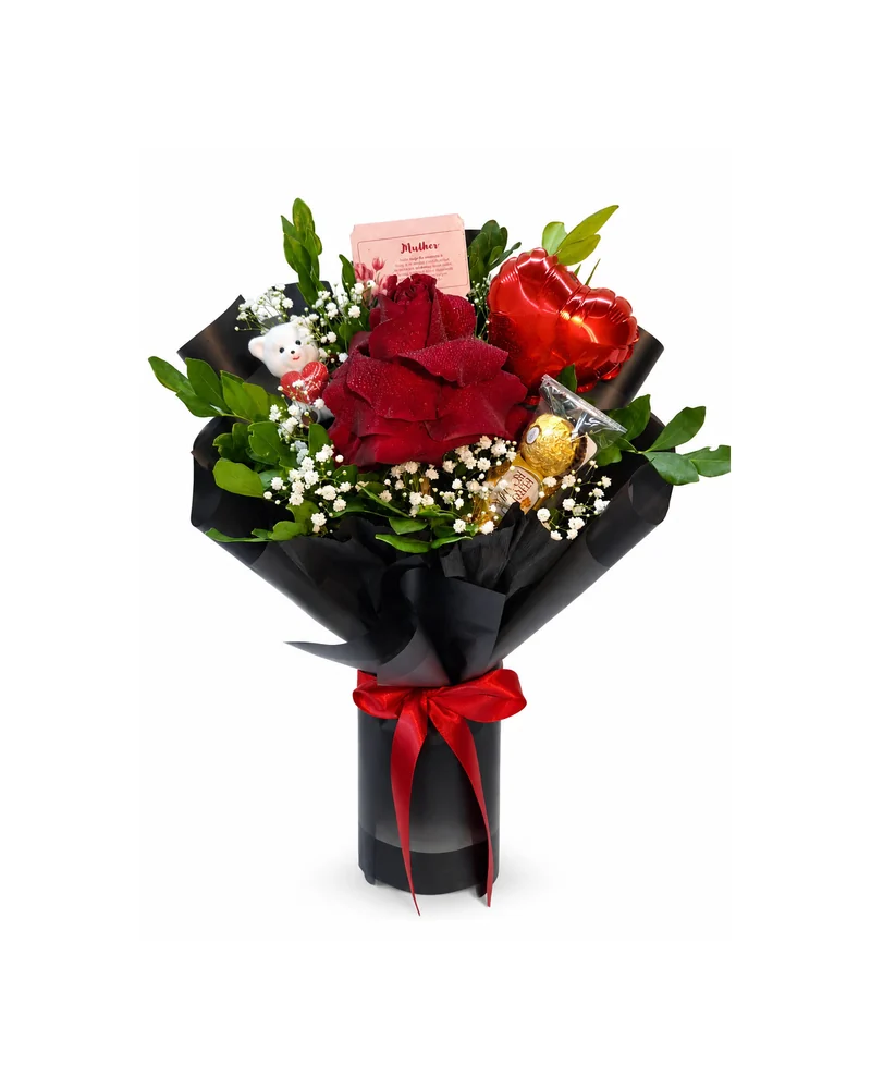 Buquê de Rosas Vermelhas em Embalagem Preta
