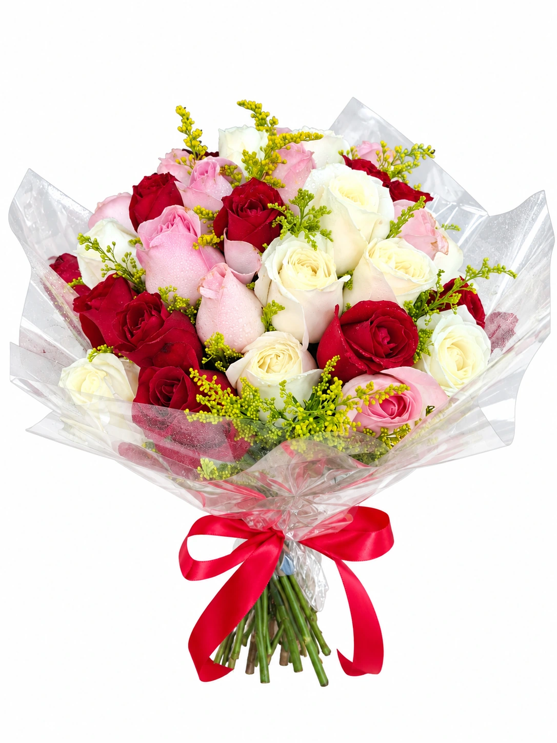 Buquê encanto romântico com rosas coloridas