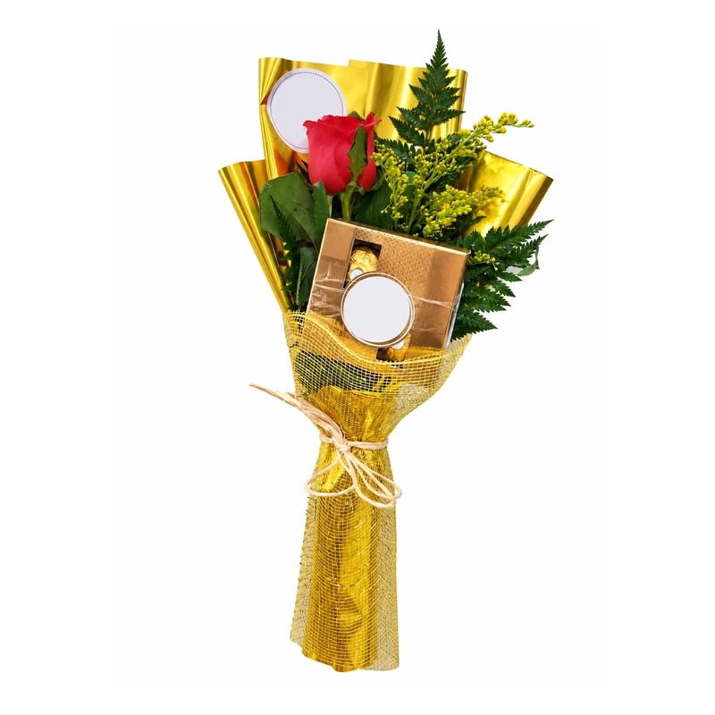 Buquê rosa dourada com Ferrero Rocher