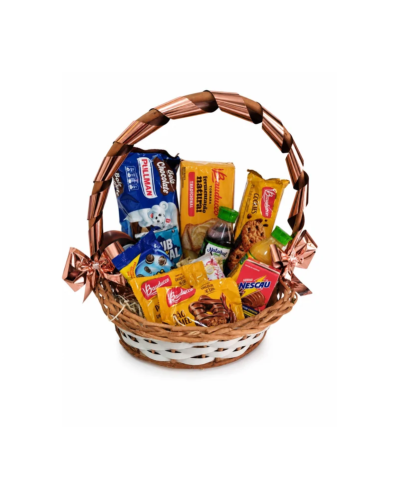 Cesta de Café e Chocolates com Laco Rosé