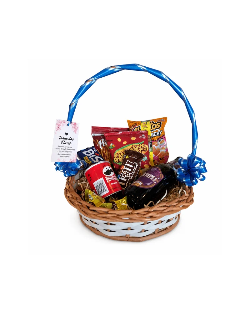 Cesta de Chocolates com Laco Azul