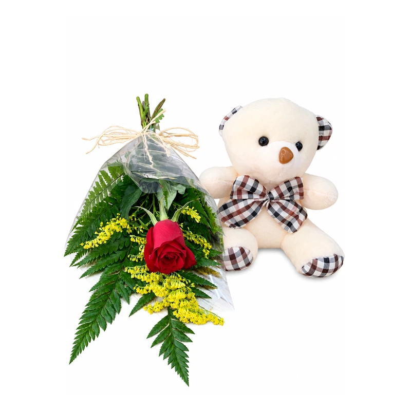Kit mimo de amor com rosa e ursinho